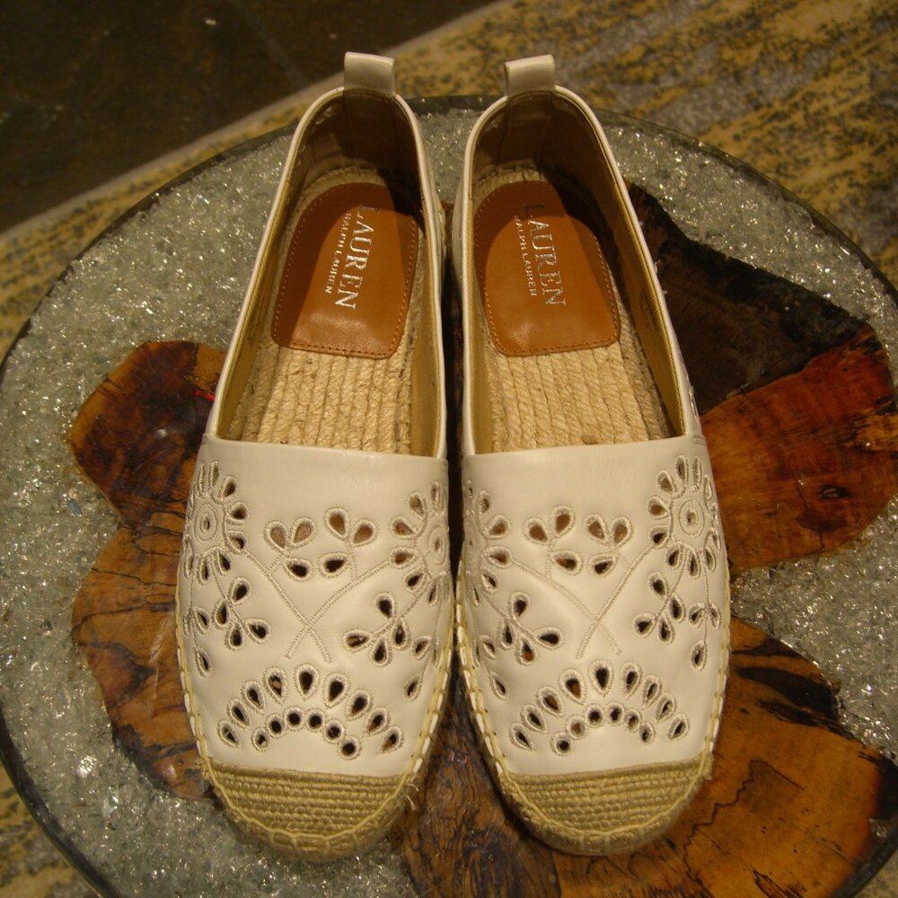 NIB LAUREN RALPH LAUREN CAMERYN EYELET ESPADRILLES FLAG SHOES 7B